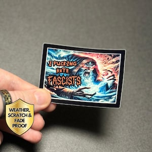 Adesivo divertente per mago politico antifascista, adesivo per mago malvagio antifascista, adesivo fantasy antifascista con umorismo nero