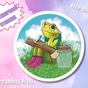 DayDreaming Frog Sticker | Cute frog Sticker | Weatherproof