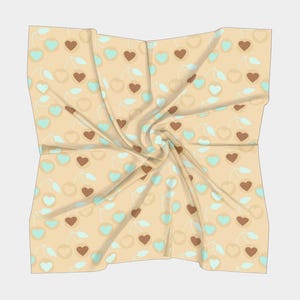 beige heart cherries scarf