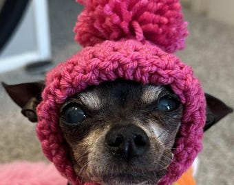 Crochet Dog Hat with Pom-Pom, Acrylic Pet Winter Apparel, Cat Hat