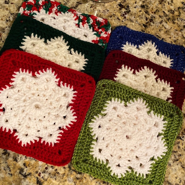 Crochet Decorative Snowflake Pot Holder, Snowflake Hot Pad, Snowflake Trivet, Ready to Ship, Free Shipping