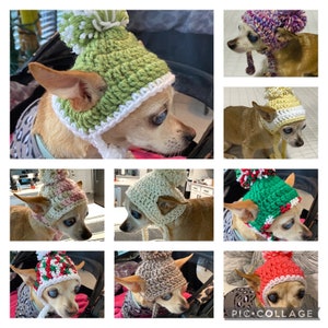 Crochet Dog Hat Cat Hat Pom-Pom Winter Pet Hat Cat Apparel Dog Apparel Chihuahua Hat Small Dog Head Warmer