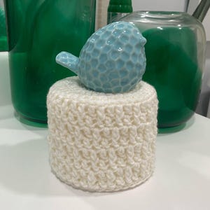 Blue Bird Toilet Paper Roll Cover, Ceramic Blue Bird, Crochet Bird Toilet Paper Roll Cover,  Bathroom Decor