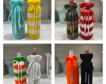 Wine Bottle Cover, Crochet Wine Bottle Sack, Wine Bottle Cozy, Liquor Bottle Gift Bag, Wine Cover, Wine Bag, Wine Bottle Sock