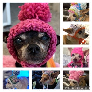 Crochet Dog Hat Cat Hat Pom-Pom Winter Pet Hat Cat Apparel Dog Apparel Chihuahua Hat Small Dog Head Warmer DIFFERENT COLORS