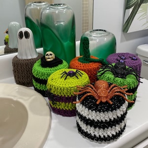 Housse de papier toilette Halloween, Housse de papier toilette araignée, Housse de papier toilette en bonbon de maïs, Tête de mort, Fantôme, Décoration de salle de bain d&#39;Halloween, Citrouille