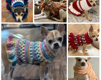 Dog Dress, Chihuahua Dress, Small Crochet Dog Dress, Small Breed Chihuahua Sweater, Small Dog Ruffle Dress, Pet Apparel Small Dog