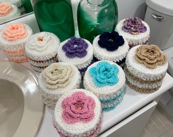 Handmade Crochet Toilet Paper Cozy, Retro Bathroom Decor Many Colors