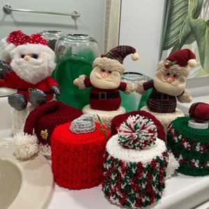 Copri rotolo di carta igienica natalizio, Copri rotolo di carta igienica natalizio, Babbo Natale di peluche, Cappello di Babbo Natale, Ornamento, Jingle Bell, Pom-Pom
