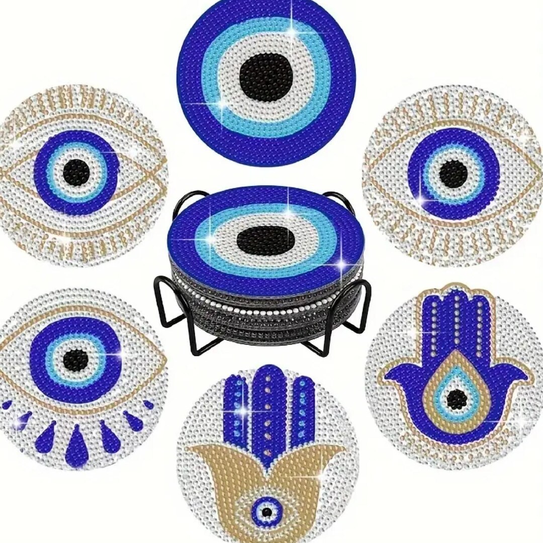 Big Eye Diamond Art Coaster Kit, 6pcs Mystical Eye Coasters DIY Kit ...