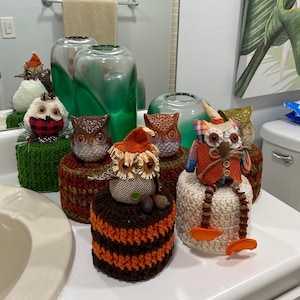 Copri rotolo di carta igienica gufo, gufo in ceramica, copri rotolo di carta igienica gufo autunnale, decorazioni per il bagno autunnali, gufo delle nevi