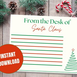 Postal de Papá Noel para imprimir / Carta personalizada de Papá Noel en papel con membrete de Papá Noel / Descarga instantánea / Plantilla de carta para las fiestas