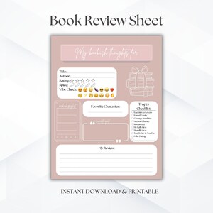 Book Review Template for Reader, Book Club Game Printable, Book Club Activity, Gift for Book Lover, Reader Gift Digital
