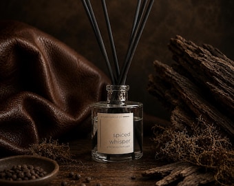 Luxury Santal Reed Diffuser | Sandalwood Leather Home Fragrance | Long Lasting 6 Month Diffuser Gift | Handmade Phthalate Free