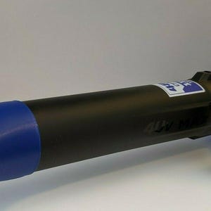 May include: A blue and black cordless leaf blower. The blower has a blue handle and nozzle, with a black body. The brand name "Kobalt" is visible on the side. The blower is designed for outdoor use.