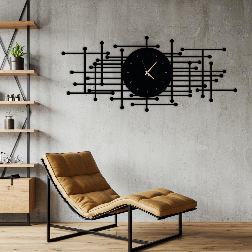 Contemporary Metal Wall Clock, Horizontal Abstract Wall Art, Above ...