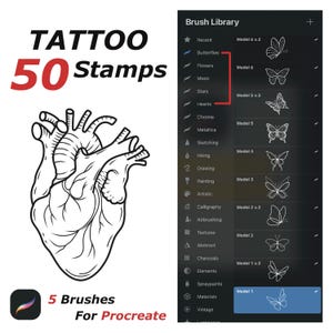 Tattoo Stamps for Procreate | Digital Brushes for Tattoo Design, Procreate Tools for Artists
