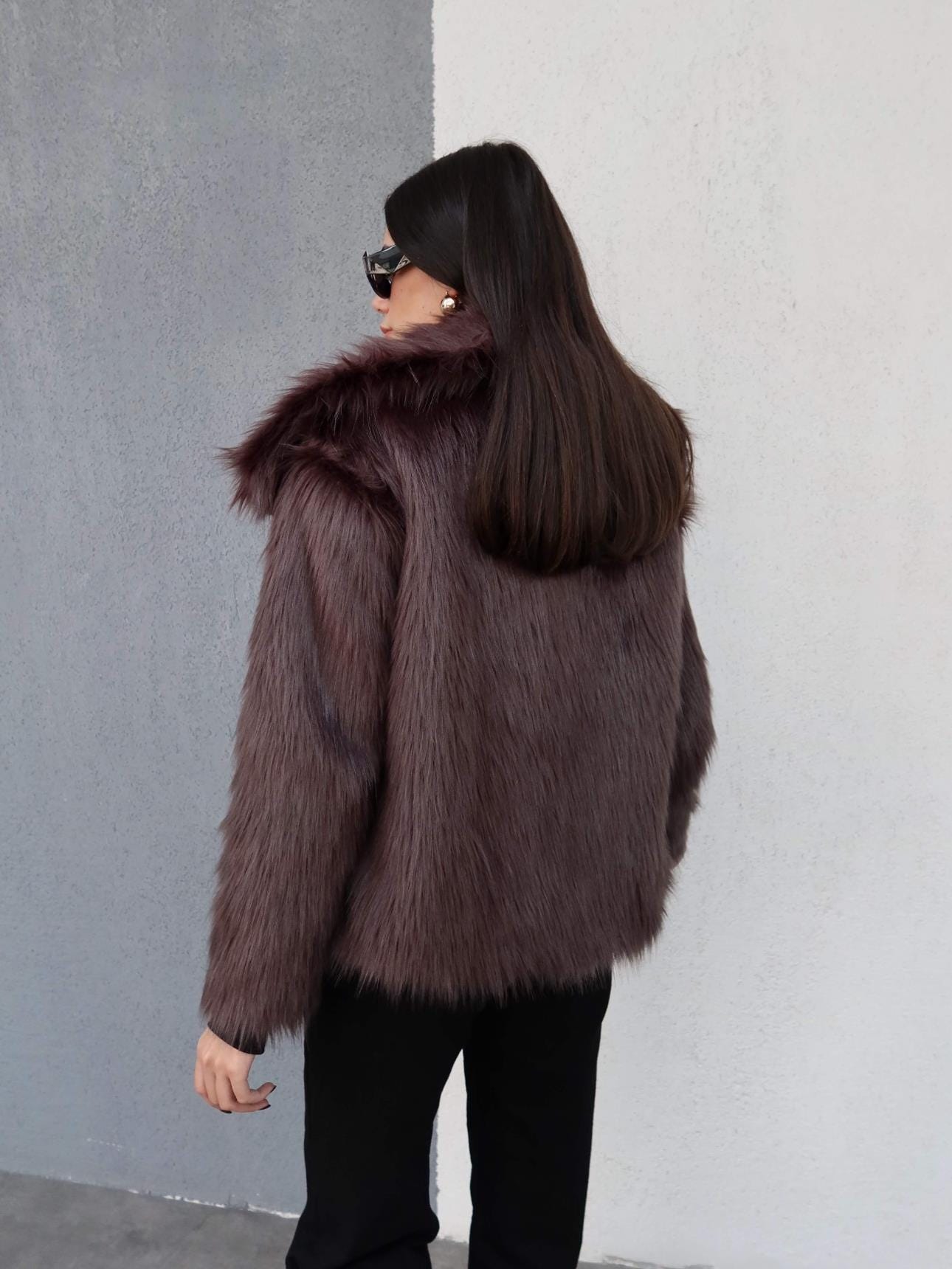 Oversized Thick Fluffy Faux Fur Coat main image 1