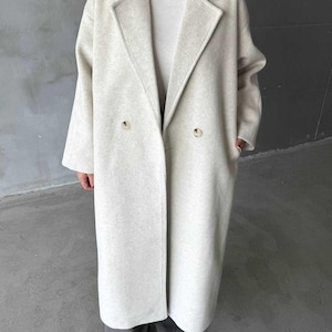 Elegant Full Length Long Wool Plus Size Coat, Luxury Classic Winter Women Oversized Clothing, Maxi stylish Overcoat, Warm Outerwear Jacket