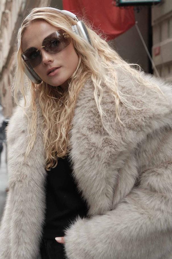Premium Fluffy Luxury Faux Fur Coat | Long Sleeve | Loose Look Thicken ...