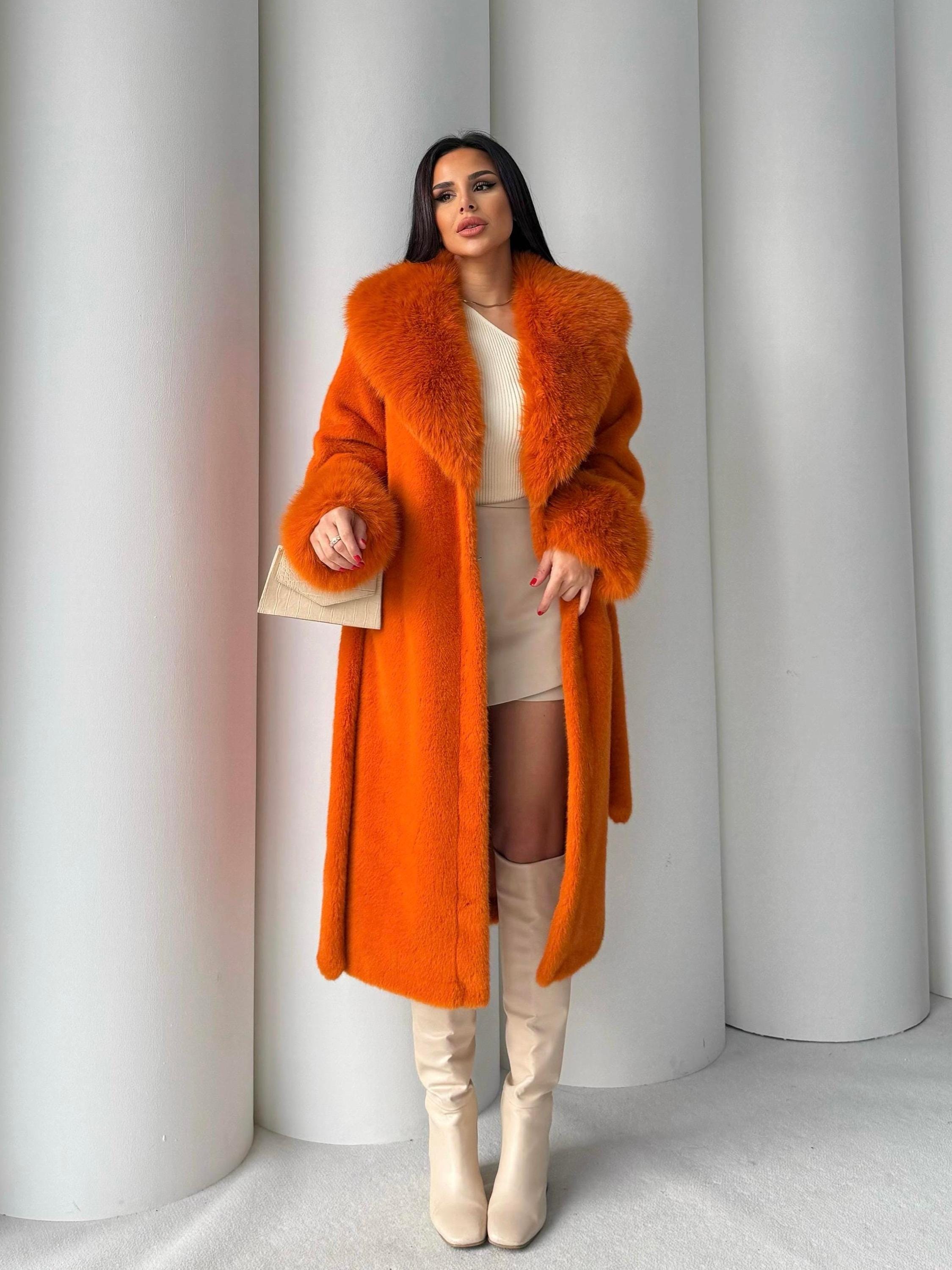 Vintage Faux Fur, Long Full Lenght Beige Fox Mink Coat