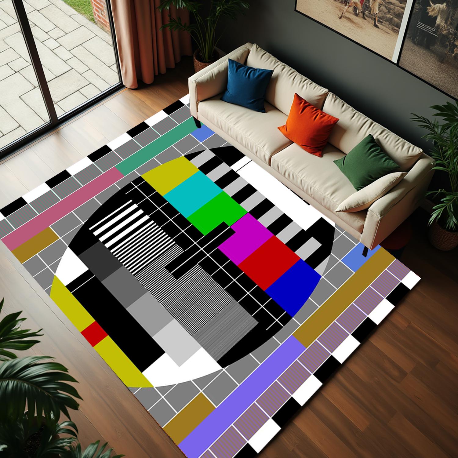 1980's TV Rug,retro TV Rug,signal Test Rug,movie Room Rug,tv Office ...