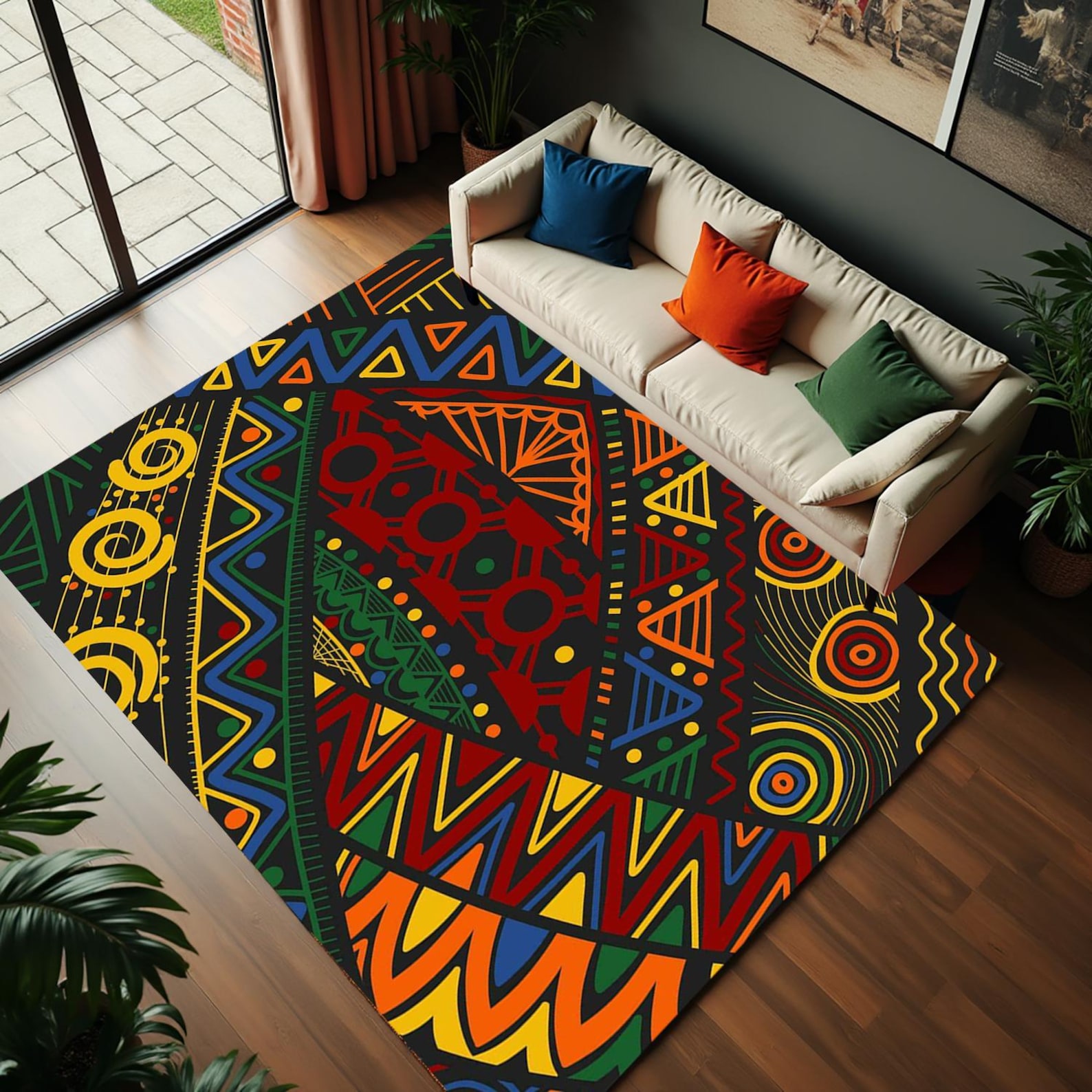 Afrıcan Vector Carpet,traditional Motif Rug,south African Patterned Rug ...