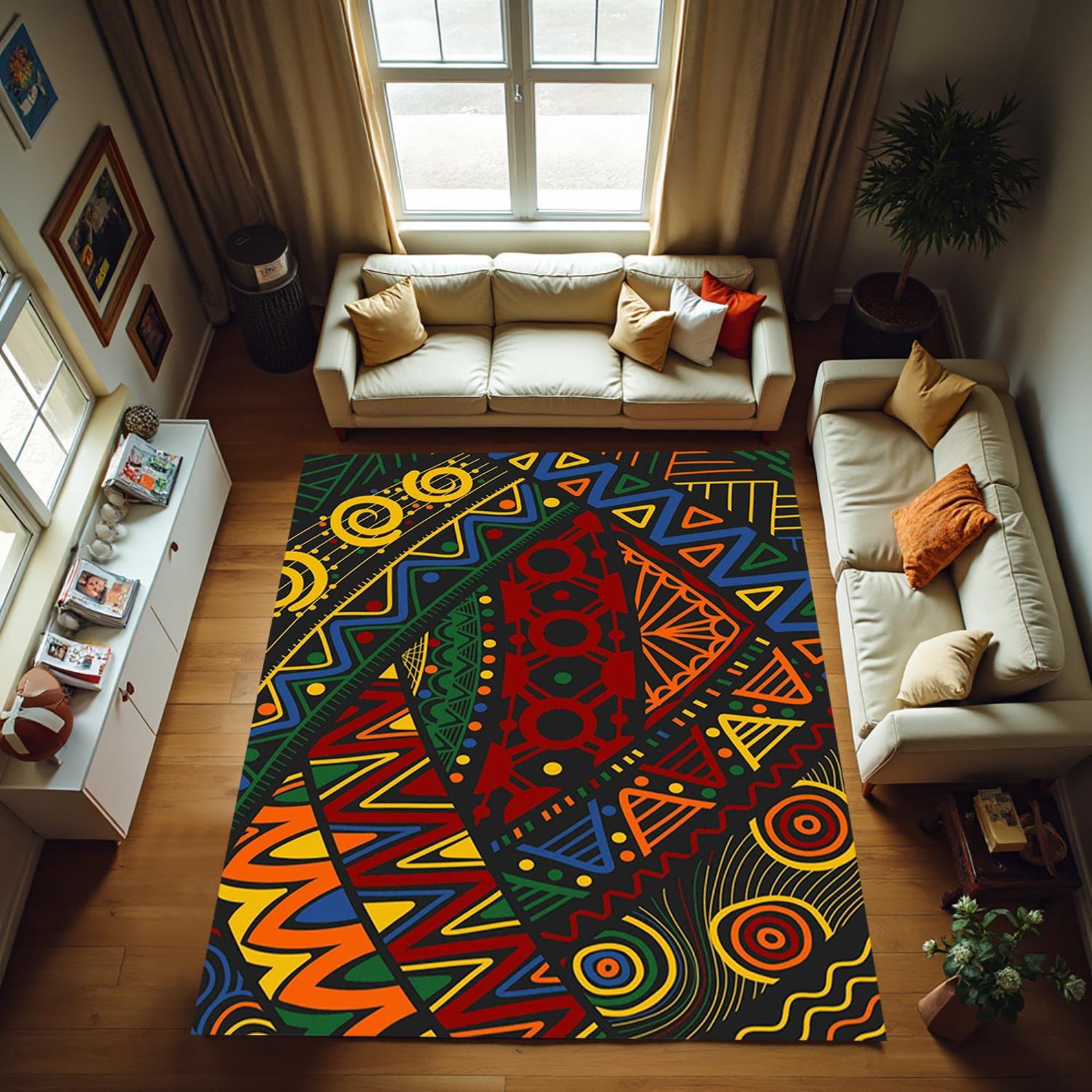 African Wall Rug Afrıcan Vector Carpet,traditional Motif Rug,south African Patterned Rug ...