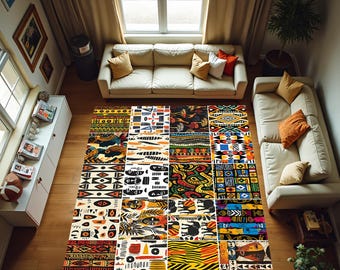 Art African Rug,All African Pattern Rug,Afrıcan Vector Carpet,South African Rug,Geometrıc Shape Rug,Afrıcan Graphıc Rug,Colourful Africa Rug