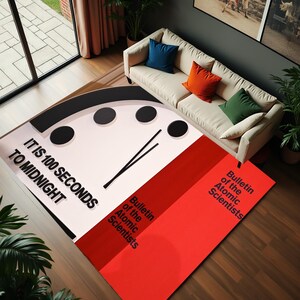 Trend Clock Carpet,Doomsday Clock Rug,100 Seconds To Doomsday Rug,Atomic Doomsday Clock Rug,Doomsday Clock Carpet,Doomsday Clock 90 Sec Rug