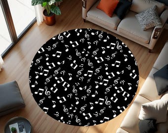 Music Round Rugs,Round Rug Music Lovers,Gift Rug For Musician,Instrumental Round Rug,Music Sound Rugs,Rock Pop Rugs,Musical Note Circle Rugs