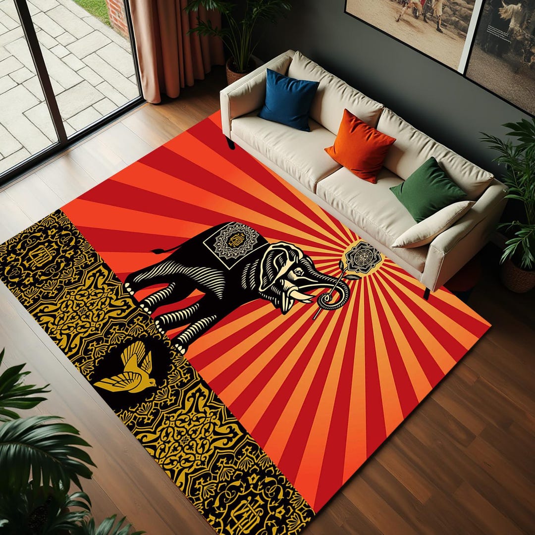 African Wall Rug African Elephant Pattern Rug,african Animals Giraffe Rug,african Themed ...