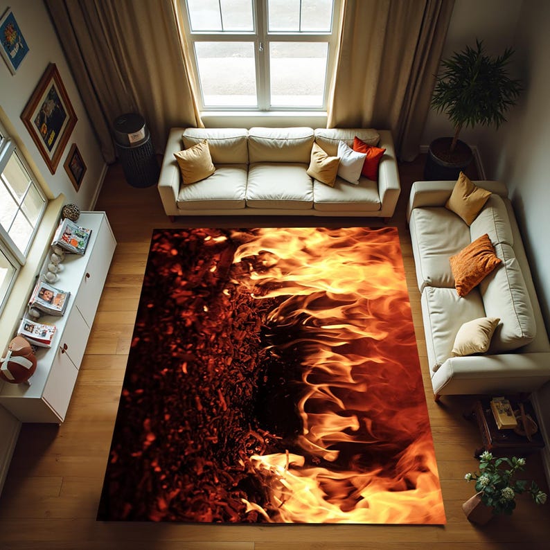 Fire Rugs Custom Fireplace Head Decor,flame Rug,burning Rug,fire Rug,area Rug,gift for ...