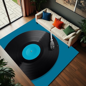 Movie Music Rugs,Cd Patterned Carpet,Rug Music Lovers,Rug For Musician Gift,Blue Cd Player Rug,Music Player Rug,Antique Cd Rug,Record Carpet
