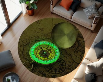 Tapete Peakhike Compass, Tapetes Compass, Tapete Redondo Compass, Tapetes da Moda, Tapete Moderno, Tapete de Salão, Tapete de Sala de Jantar, Tapete de Berçário, Tapete Impresso em 3D, Tapete de Banho