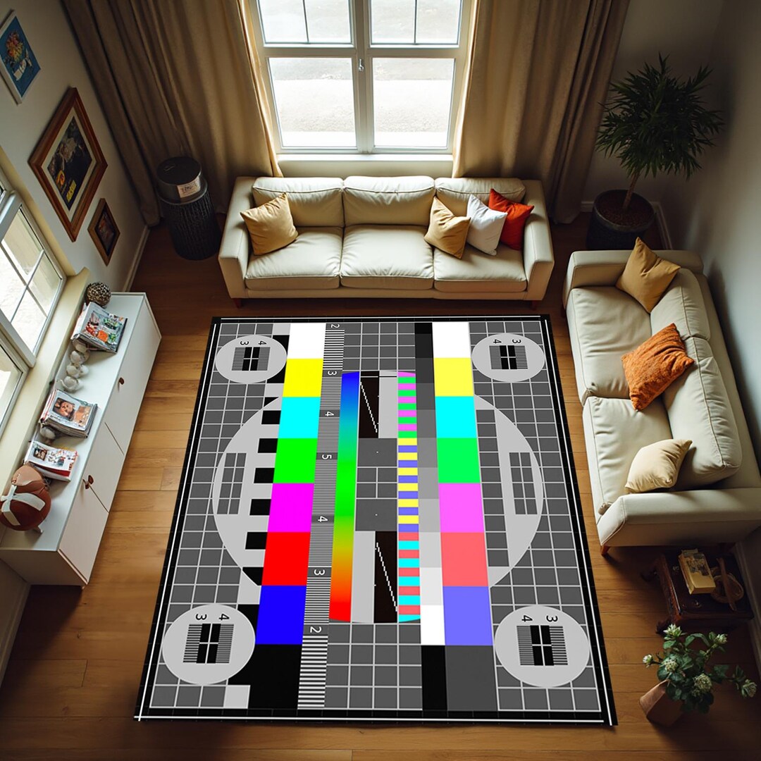 1980's TV Rug,retro TV Rug,signal Test Rug,movie Room Rug,tv Office ...