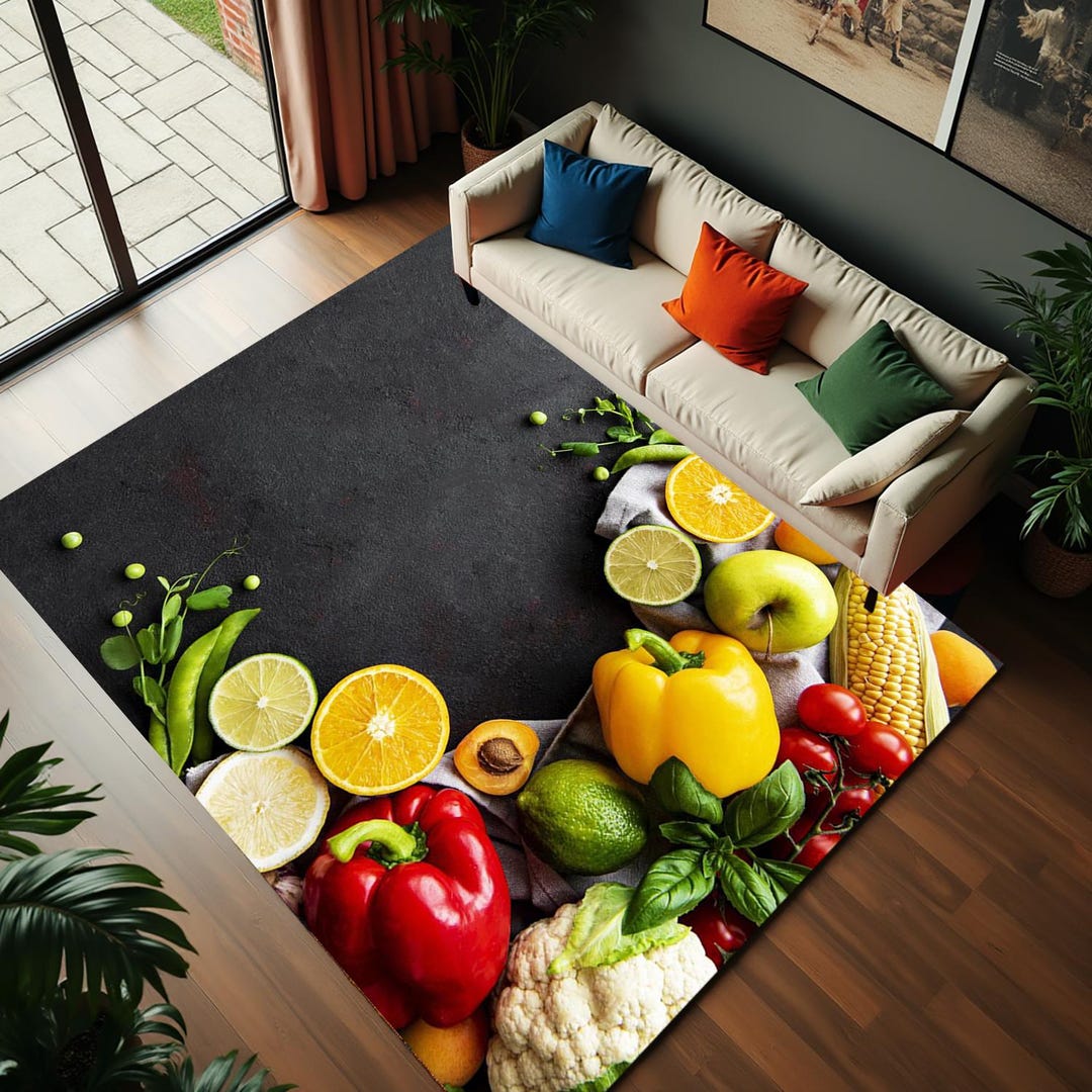 Fresh Fruits Decor Rug,vegetables Pattern Carpet,colorful Fruits Mats ...