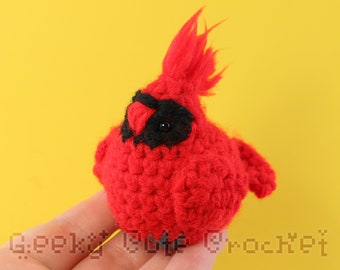 Red Cardinal Bird Toy Plush Tiny Birb Amigurumi