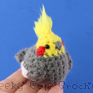 Cockatiel Bird Parrot Amigurumi Cute Desk Toy Plush Light Grey