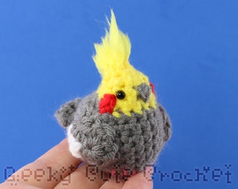 Cockatiel Bird Parrot Amigurumi Cute Desk Toy Plush Light Grey