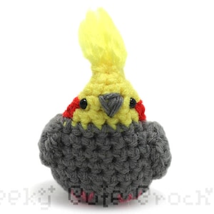 Cockatiel Bird Parrot Amigurumi Cute Desk Toy Plush Light Grey image 4