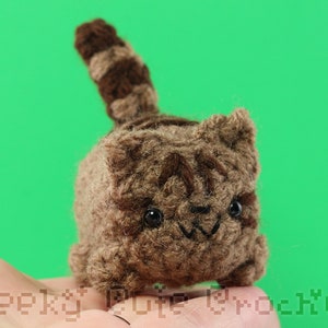 Brown Tabby Kitty Cat Yama Amigurumi Plush Toy Crochet Stuffed Animal