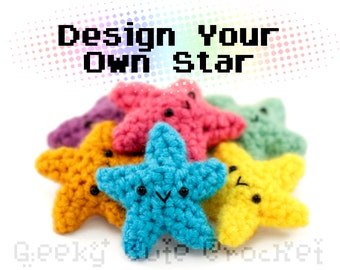 Custom Star Amigurumi Crochet Kawaii Toy Keychain Necklace Design Your Own