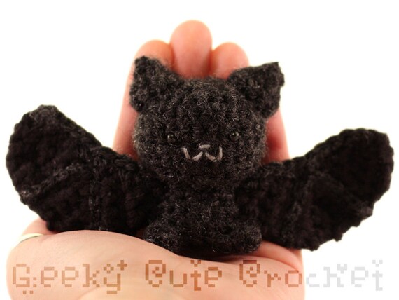 Silver Haired Bat Amigurumi Cute Black Bat Crochet Toy Stuffed Etsy