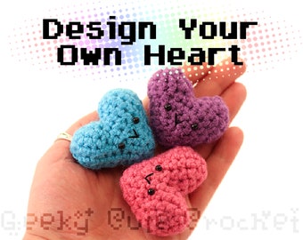 Custom Heart Amigurumi Crochet Kawaii Toy Keychain Necklace Design Your Own