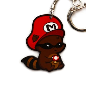 Mario the Raccoon Charm Keychain or Necklace