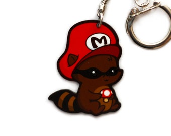 Mario the Raccoon Charm Keychain or Necklace