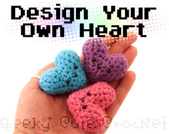 Custom Heart Amigurumi Crochet Kawaii Toy Keychain Necklace Design Your Own
