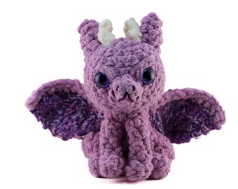 Sparkly Purple Dragon Plush Toy Stuffed Animal Amigurumi Crochet