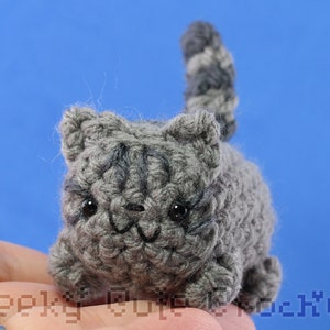 Grey Tabby Kitty Cat Yama Amigurumi Plush Toy Crochet Stuffed Animal